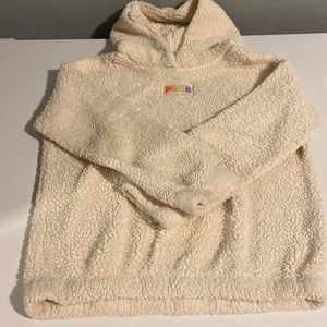 Puma Off White Sherpa Fleece Hoodie Size Girl’s Large 12-14